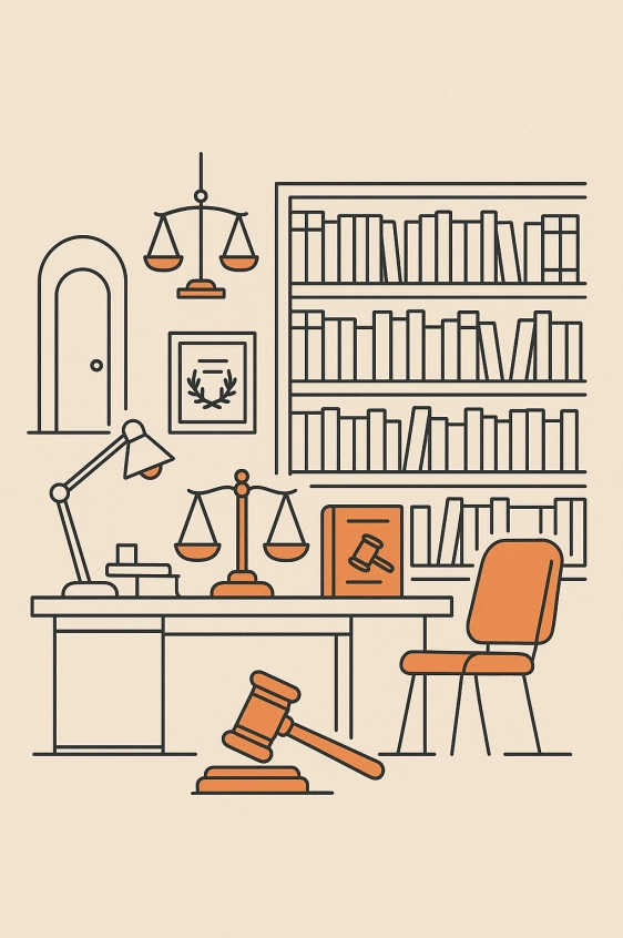 Modern legal resource library illustration
